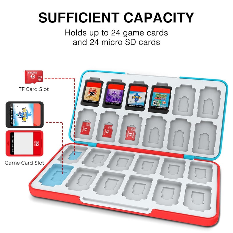 HEIYING Game Card Case for Nintendo Switch 2(2025)/ Switch OLED / Lite,Carbon Fibre Surface Processes Design Memory Storage Holder with 24 Game Card Slots and 24 Micro SD Cards Slots - Image 2